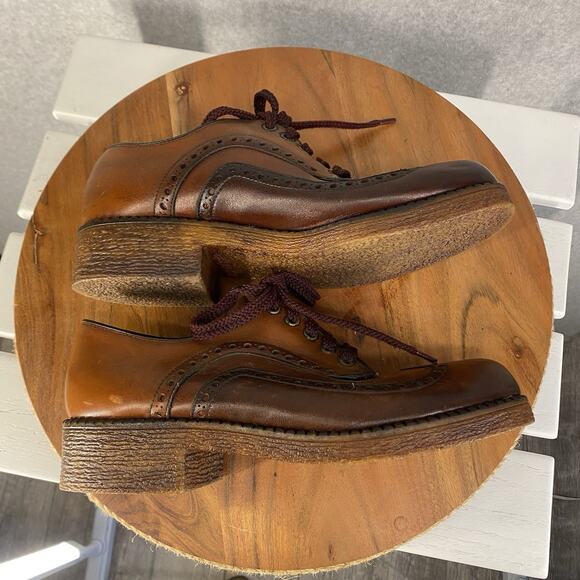 👞 Vintage 70s Two-Tone Brogue Oxfords Men’s 10 – Mod Rockabilly Style 🤎 - Picture 12 of 14